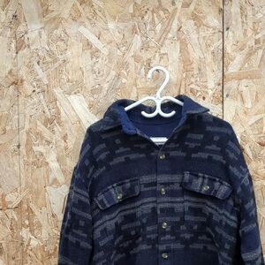 -VINTAGE- Button Up Patterned Shirt Dark Blue Size M Northwoods